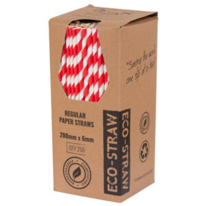 Paper Drinking Straw Jumbo - Red Stripe 24/8