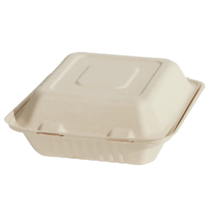 Sugarcane Square Hi Top Dinner Clamshell 8'' - Natural