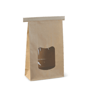 SOS Retail Bag with Window & Tin Tie -Brown - 1kg