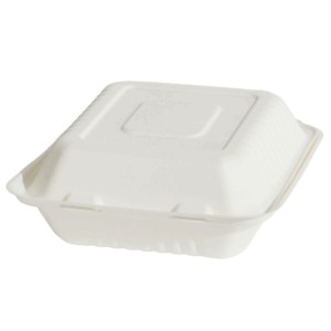 Sugarcane Square Hi Top Dinner Clamshell 8'' - White