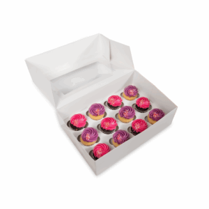 12 Cupcake Box With Window Mini Holes + Insert