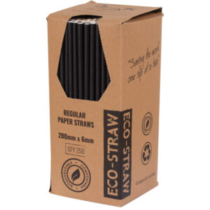 Paper Drinking Straw Jumbo - Black - 24/8