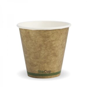 Biocup Kraft Green Stripe Single Wall - 8oz Squat