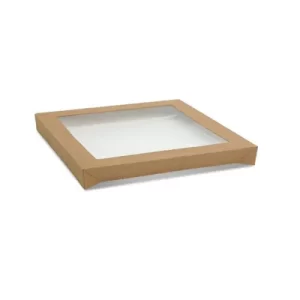 Catering Tray Lid PET Window - Kraft - Small Square