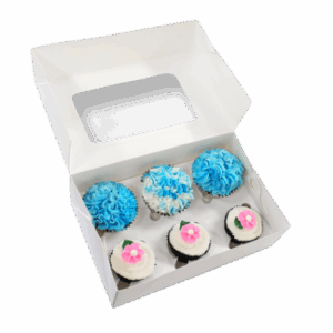 6 Cup Cake Box With Window + Insert