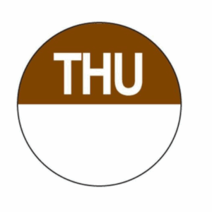 Day Dots Round - Dissolvable - Thursday - 24mm - 1000 per Roll