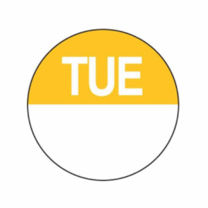 Day Dots Round - Dissolvable - Tuesday - 24mm - 1000 per Roll