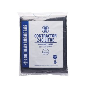 Garbage Bag Black 240 Litre Flat Pack