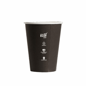 Compostable Coffee Cup Single Wall - Black - 12oz Slim - Truly Eco