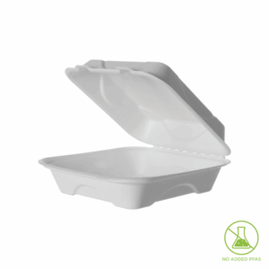 Vanguard Sugarcane Square Dinner Clamshell 8'' x 8'' x 3''  - White