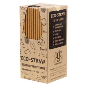 Eco-Straw Regular Paper Drinking Straw, 3 Ply Kraft, 200 x 6mm