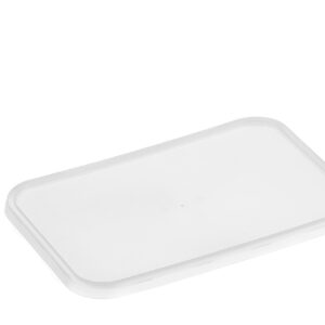 Genfac Ribbed Rectangle Container Lid, Clear, Suits 500 to 1500ml