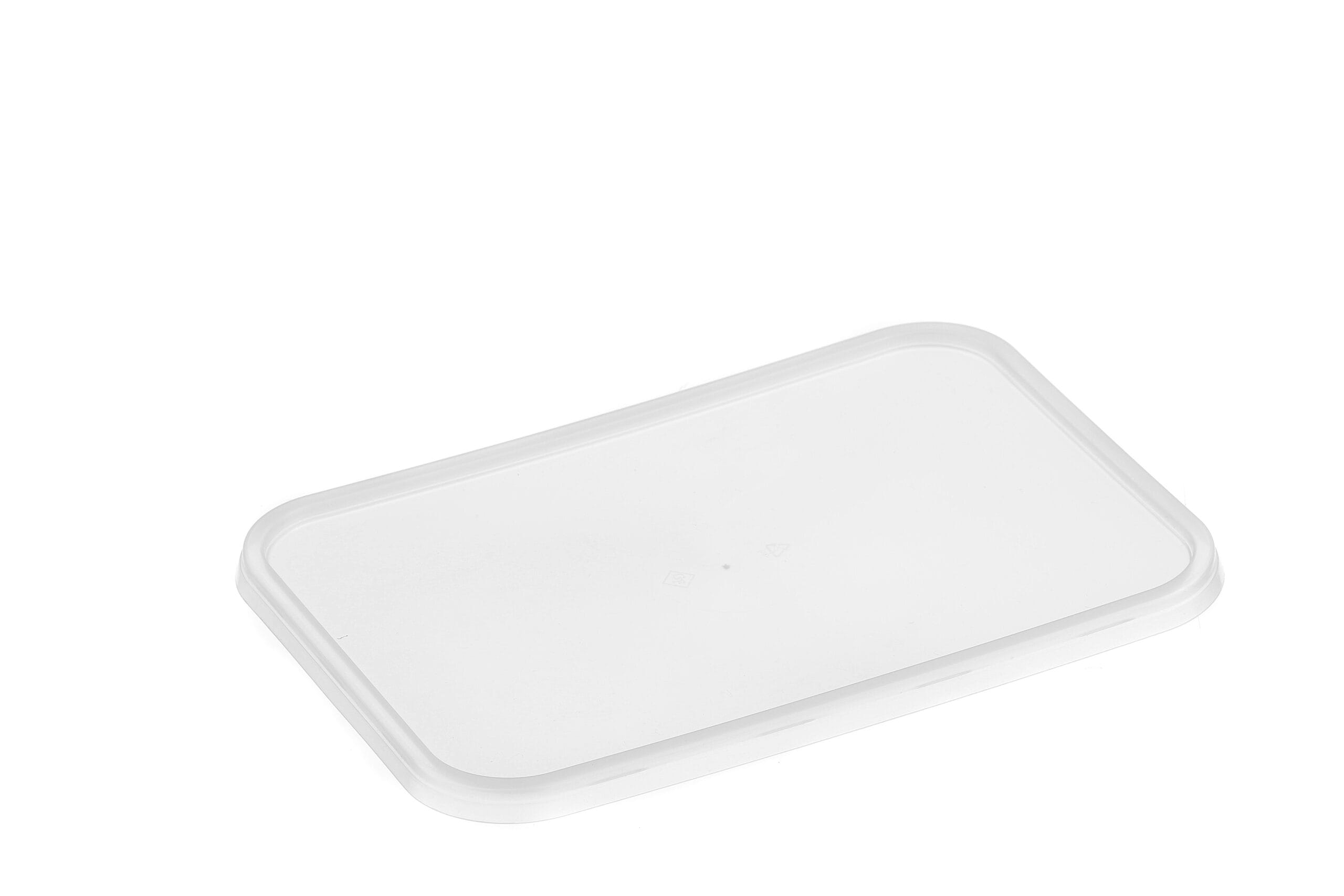 Genfac Ribbed Rectangle Container Lid, Clear, Suits 500 to 1500ml