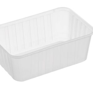 Genfac Rectangle Ribbed Container, Clear, 1000ml