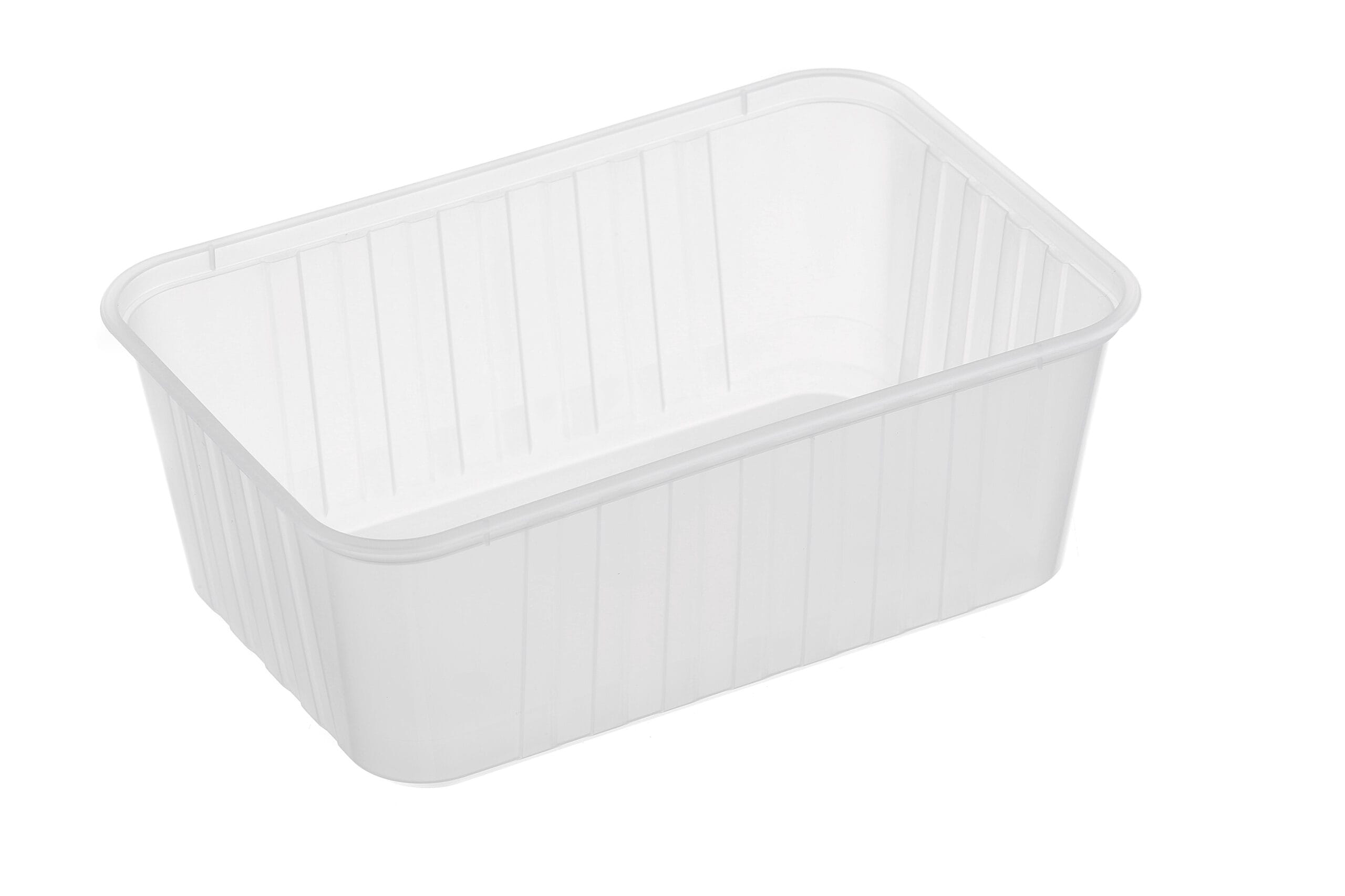 Genfac Rectangle Ribbed Container, Clear, 1000ml